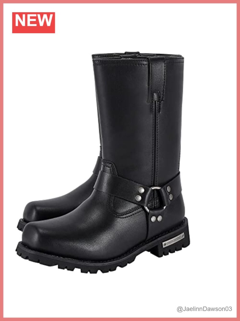 Women's Pull-On Waterproof PU Leather Mid-Calf Motorcycle Boots
